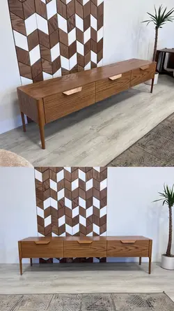 میزTV تیوی تمام MDF ام دی اف روکش بلوط پایه چوب رنگ بندی دلخواه مشتی عزیز