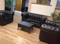 مبلمان اداری نیم ست مدل چستر چرم براق آلگرو