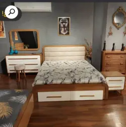 سرویس خواب کامل دو نفره تمام MDF ام ی اف روکش بلوط