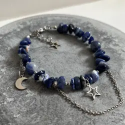 دستبند سنگ سودالیت طرح آسمان