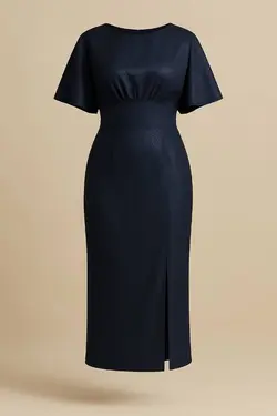 پیراهن زنانه سایز بزرگ مجلسی سرمه ای ساتن