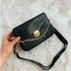 کیف دوشی با چرم ورنی جلو زنجیر