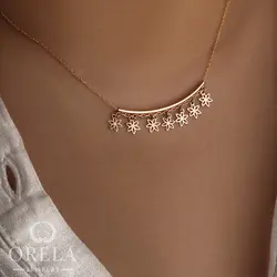 گردنبند طلا ۱۸ عیار شرابه ای طرح بهارک