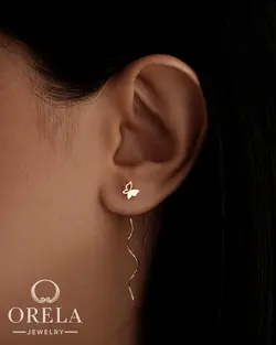 گوشواره طلا ۱۸ عیار طرح شاپرک