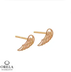 گوشواره طلا 18 عیار میخی طرح بال فرشته