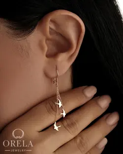 گوشواره طلا 18 عیار رشته ای طرح پرواز