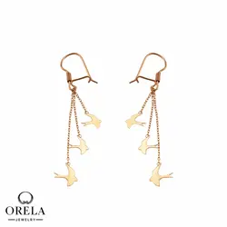 گوشواره طلا 18 عیار رشته ای طرح پرواز