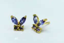 گوشواره نقره مدل پروانه ویولت – بنفش با پرواز لطافت - لیمو جواهر |lemonjewelry