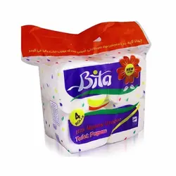 دستمال توالت بیتا چهار لایه ۴ رول | کیفیت بالا، لطافت بی‌نظیر