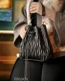 کیف مجلسی زنانه و دخترانه دستی و دوشی چرم مشکی وارداتی a+