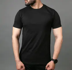 تیشرت مشکی ساده آستینن کوتاه بدون طرح
