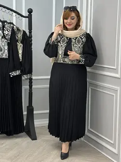 ست سه تیکه ژیله پیراهن کمربند راشل جنس کرپ اندونزی و تافته فری سایز ارسال رایگان