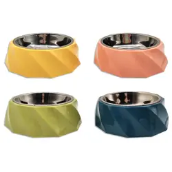 ظرف آب و غذای  ارگونومیک سگ و گربه تکی بهمرا کاسه استیل قطر 11 سانت