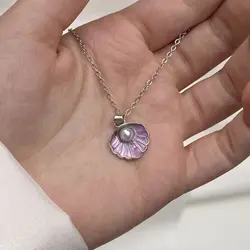 گردنبند پینترستی صدف مروارید دار کد13