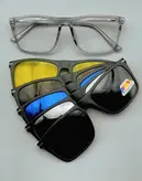 عینک طبی مگنتی ۵ کاوردار  کد ۱۲۰۶ استیت شفاف طوسی  مدل مستطیلی