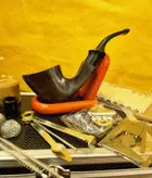 ست پیپ چوبی کد 014 با لوازم و تجهیزات کامل، رنگ قهوه ای  چوب آبنوس جعبه فلزی (آلومینیومی) برند old wood (pipe brown) با ارسال رایگان/مناسب کادویی؛هدیه دادن؛اکسسوری....لاکچری،فوق حرفه ای، اصل