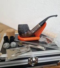 ست پیپ چوبی کد0172 با لوازم و تجهیزات کامل، رنگ قهوه ای  چوب آبنوس جعبه فلزی (آلومینیومی) برند (old wood (pipe brown با ارسال رایگان/مناسب کادویی؛هدیه دادن؛اکسسوری....لاکچری،فوق حرفه ای، اصل