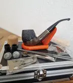 ست پیپ چوبی کد0172 با لوازم و تجهیزات کامل، رنگ قهوه ای  چوب آبنوس جعبه فلزی (آلومینیومی) برند (old wood (pipe brown با ارسال رایگان/مناسب کادویی؛هدیه دادن؛اکسسوری....لاکچری،فوق حرفه ای، اصل