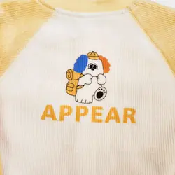 ست سویشرت و شلوار داخل خز مدل کبریتی طرح APPEAR رنگ زرد