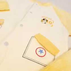 ست سویشرت و شلوار داخل خز مدل کبریتی طرح APPEAR رنگ زرد