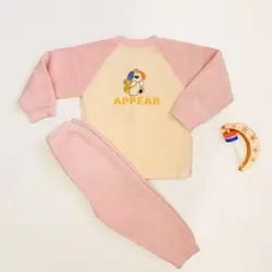 ست سویشرت و شلوار داخل خز مدل کبریتی طرح APPEAR رنگ صورتی