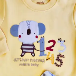 ست بلوز آستین بلند و شلوار طرح کوالا رنگ زرد | راحت و فانتزی