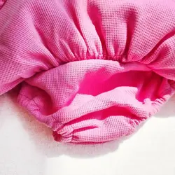 ست بیلر دامنی دخترانه بیسکوئیتی + هدبند پاپیونی سرخابی