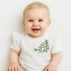 کراپ تیشرت دخترانه آستین چین دار مدل گلدوزی | شیک و خاص