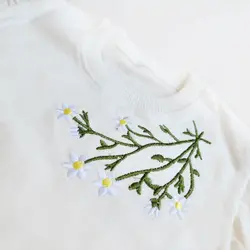 کراپ تیشرت دخترانه آستین چین دار مدل گلدوزی | شیک و خاص