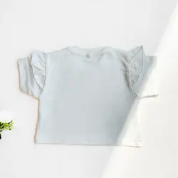 کراپ تیشرت دخترانه آستین چین دار مدل گلدوزی | شیک و خاص