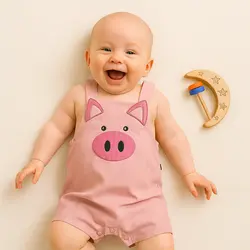 بیلر شلوارکی واردتی طرح خوک رنگ صورتی کد 10208