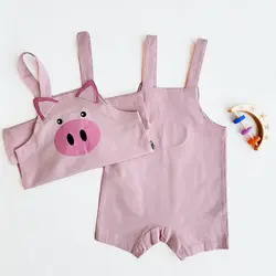 بیلر شلوارکی واردتی طرح خوک رنگ صورتی کد 10208