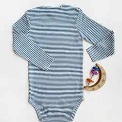 بادی آستین بلند وارداتی طرح راه راه طوسی و سفید برند C&A