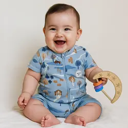 رامپر وارداتی زیپی طرح دهکده کوچولو برند لیندکس