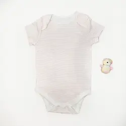 بادی آستین کوتاه وارداتی طرح راه راه رنگ سفید صورتی کد 10167