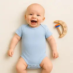 بادی آستین کوتاه وارداتی ساده رنگ آبی روشن کد 10162