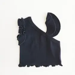 ست کراپ و شلوارک کبریتی دخترانه رنگ مشکی | مدرن، راحت و شیک