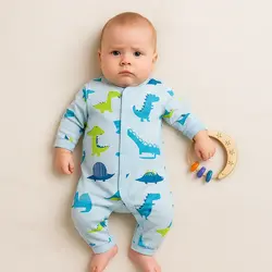 سرهمی آستین بلند وارداتی طرح دایناسور رنگ آبی برند Fagottino