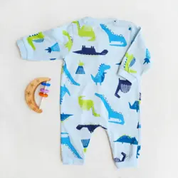 سرهمی آستین بلند وارداتی طرح دایناسور رنگ آبی برند Fagottino