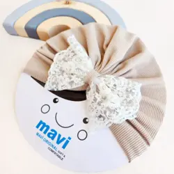 توربان دخترانه پاپیون دار برند ماوی | خاص و شیک