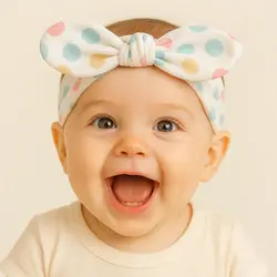 هدبند دخترانه طرح خال دار رنگی برند Maato | اکسسوری زیبا