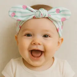 هدبند دخترانه طرح راه راه توت فرنگی برند Maato | جذاب و خاص