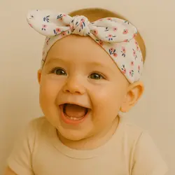 هدبند دخترانه طرح گل های صورتی سرمه ای برند Maato | خاص و شیک