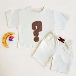 ست تیشرت و شلوارک بیسکویتی طرح علامت سوال برند ماوی