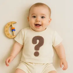 ست تیشرت و شلوارک بیسکویتی طرح علامت سوال برند ماوی