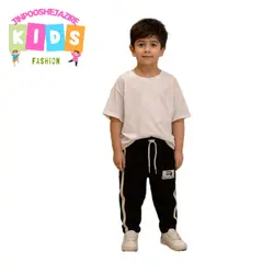 شلوار مشکی راسته بچگانه بغل نواردار - جین پوش جزیره