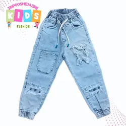 شلوار اسلش دخترانه کارشده جین کجراه