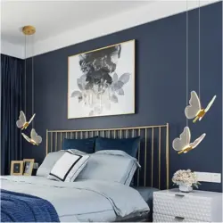 آویز  پروانه وارداتی  اکرولیک با ست دیواری و سه شعله گرد پروانه  و 5شعله خطی پروانه