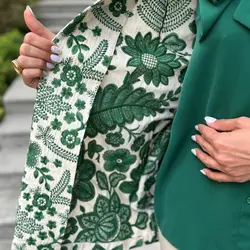 مانتو سوزن دوزی گل سبز