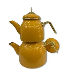 کتری قوری  لعابی  ( قوری لعابی ) ساخت ترکیه برند لایت رنگ خردلی کد 160